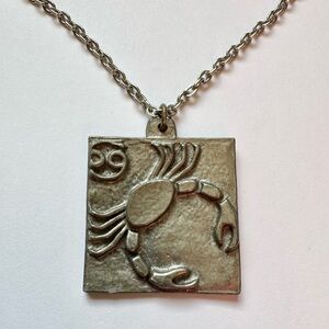 Heavy Cancer Pendant and Chain Astrology Zodiac Crab